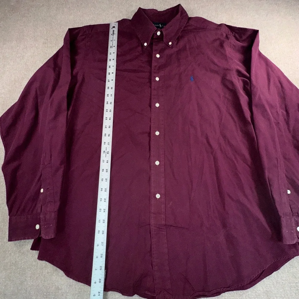 Polo Ralph Lauren Mens Classic Fit Button Down Shirt Burgundy XL Long Sleeve